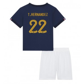 Maillot de foot France Theo Hernandez #22 Domicile enfant Monde 2022 Manches Courte (+ pantalon court)